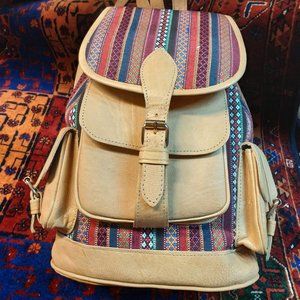 Handmade Backpack, Colorful Leather and Wool, man